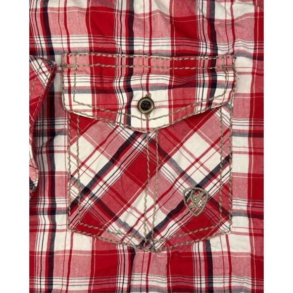 Ariat Retro Fit Red Long Sleeve Western Shirt 2XL XXL Embroidered - Picture 5 of 8